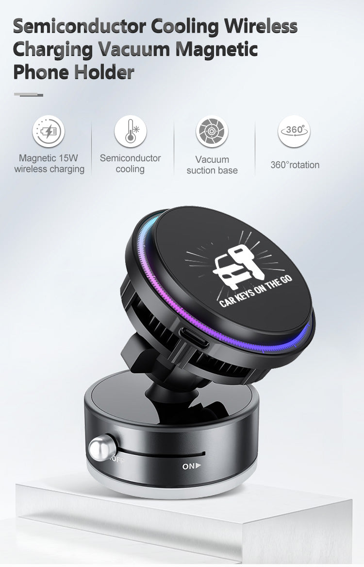 3-in-1 Magnetic Wireless Car Charger | 360° Rotating Phone Holder with Cooling System (15W Fast Charging)