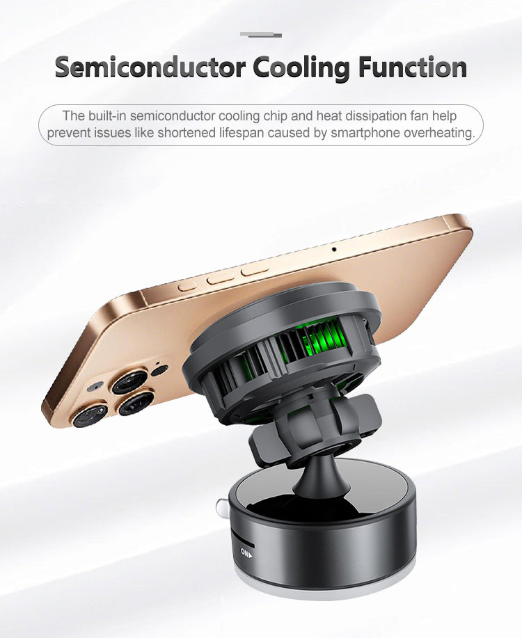 3-in-1 Magnetic Wireless Car Charger | 360° Rotating Phone Holder with Cooling System (15W Fast Charging)