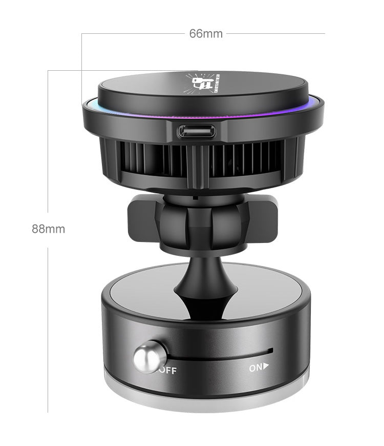 3-in-1 Magnetic Wireless Car Charger | 360° Rotating Phone Holder with Cooling System (15W Fast Charging)